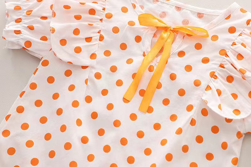 Polka Dot Denim Shorts Set