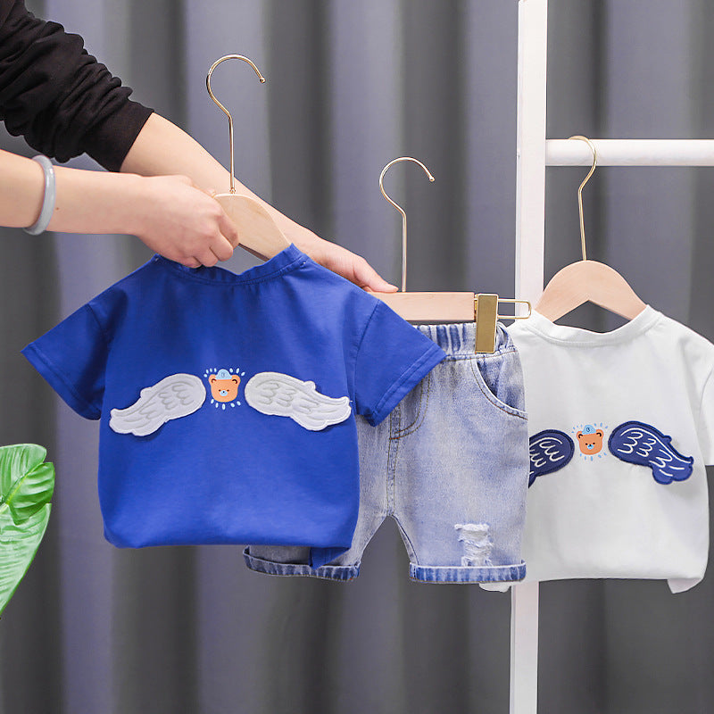 Angel Bear Denim Shorts Set