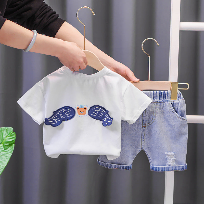 Angel Bear Denim Shorts Set