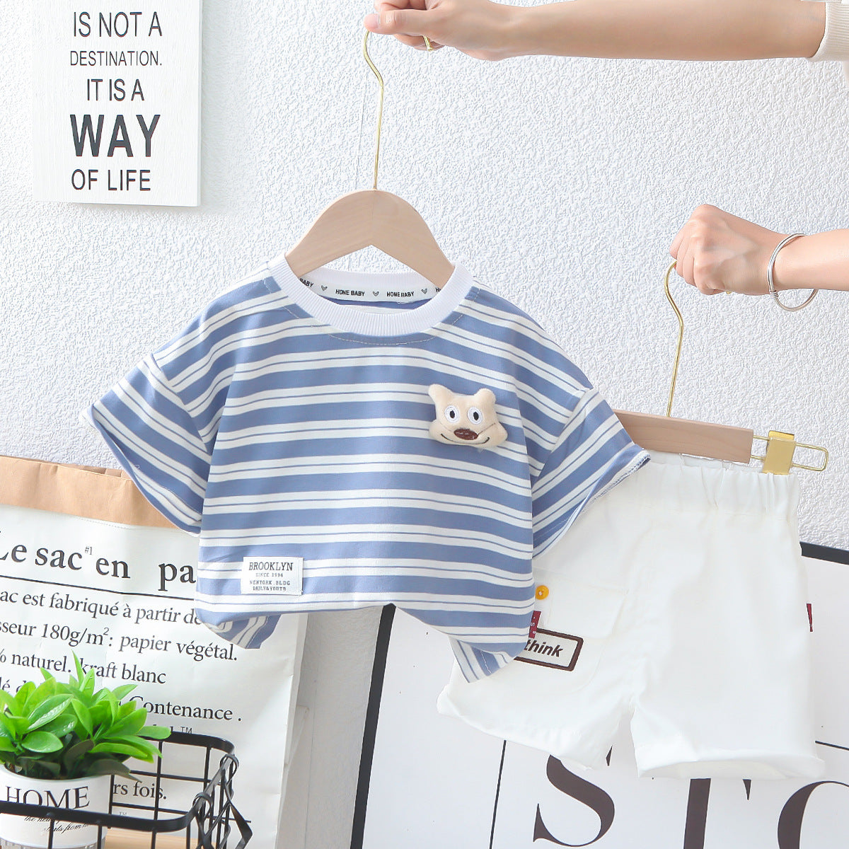 Stripped Tshirt Shorts Set