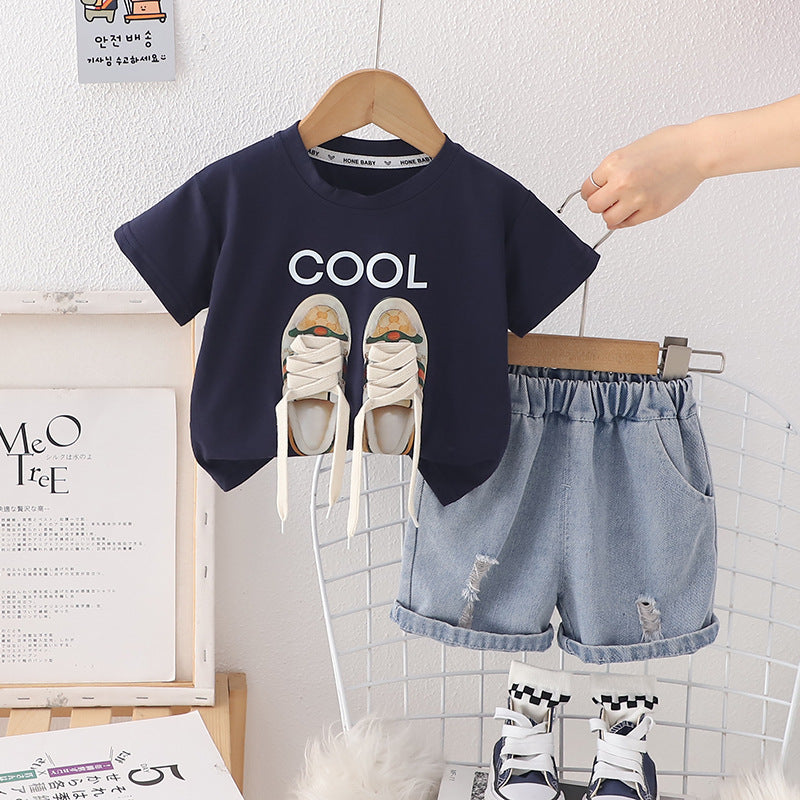 Shoes Denim Shorts Set