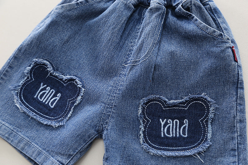 Panda Denim Shorts Set