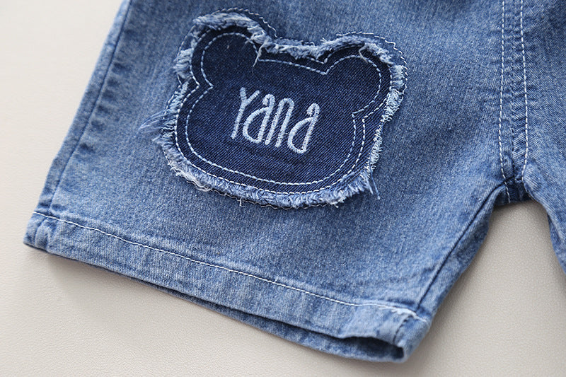 Panda Denim Shorts Set
