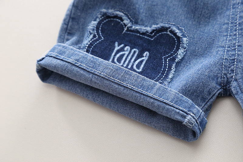 Panda Denim Shorts Set