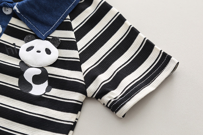 Panda Denim Shorts Set