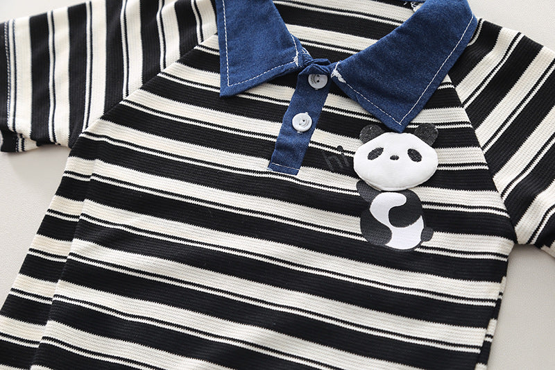 Panda Denim Shorts Set