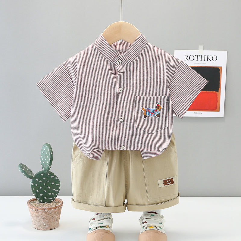 Stripped T-Shirt Shorts Set