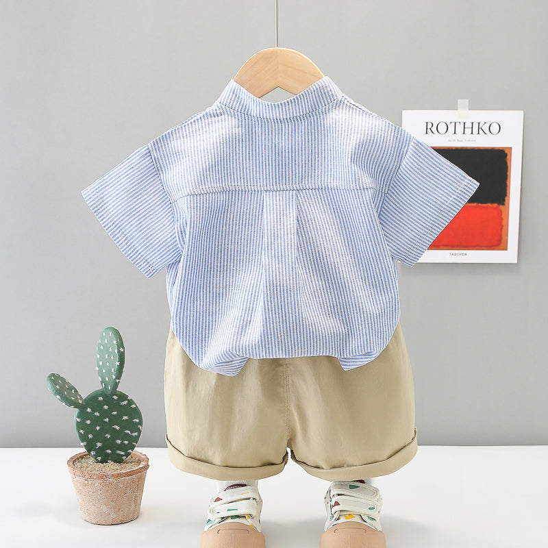 Stripped T-Shirt Shorts Set