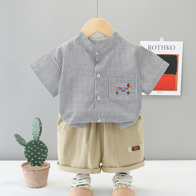 Stripped T-Shirt Shorts Set
