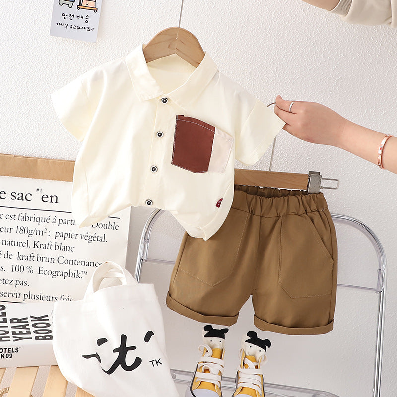 Constrasting Pocket Shorts Set