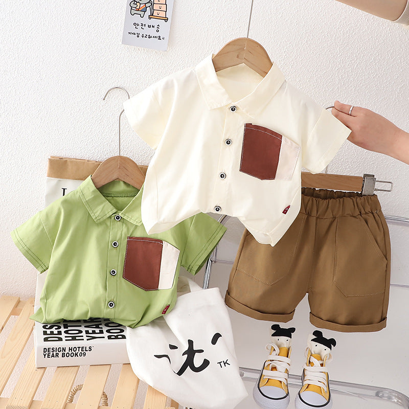 Constrasting Pocket Shorts Set