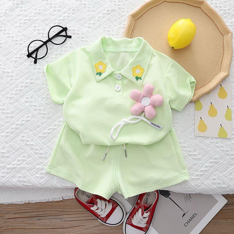 3D Flower Shorts Set