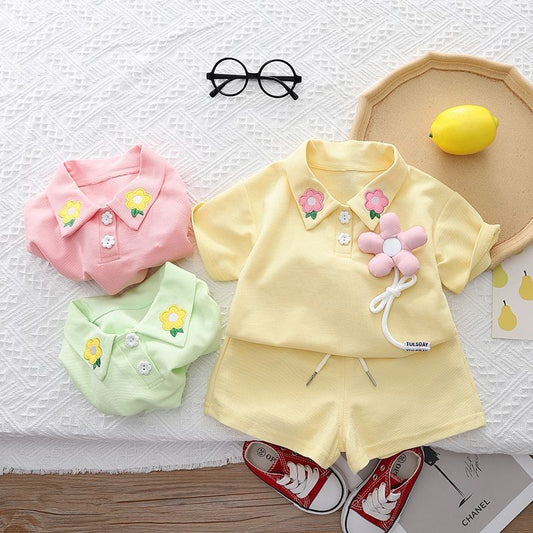 3D Flower Shorts Set