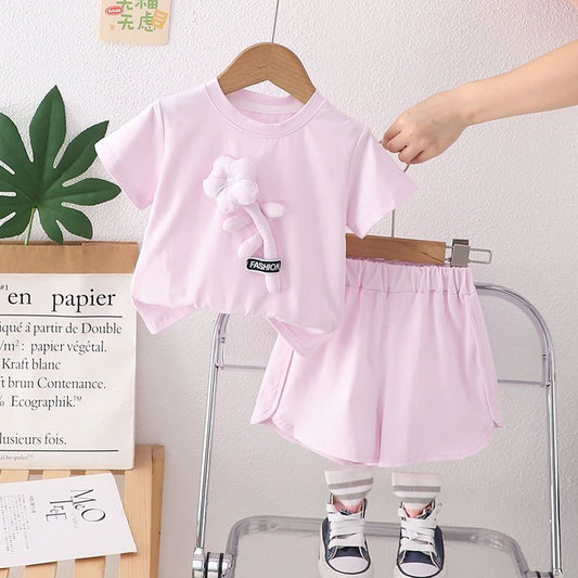 3D Flower Shorts Set