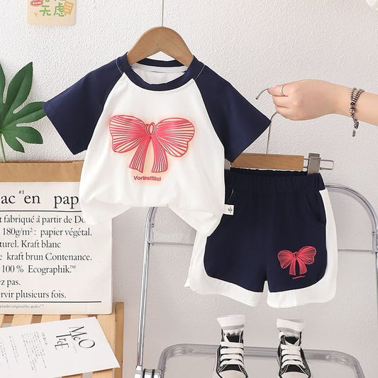 Bow Tshirt Shorts Set