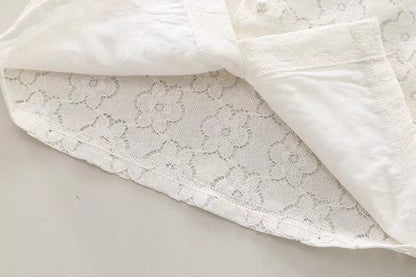 White Eyelet top with Wide shorts set