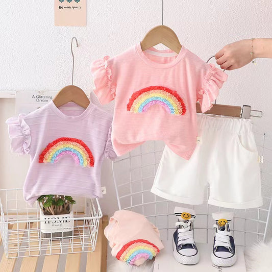 Rainbow white shorts