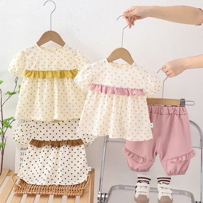 Polka Ruffled Shorts Set