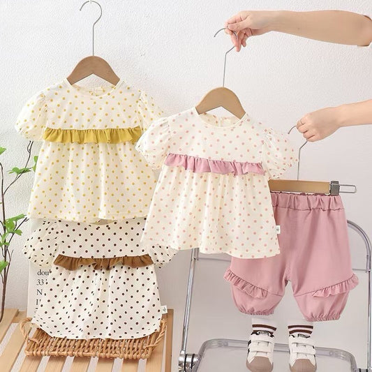 Polka Ruffled Shorts Set