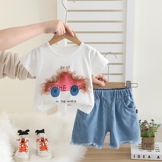 Car Denim Short Set