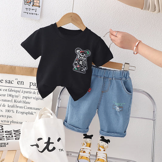 Graffiti Denim Shorts Set