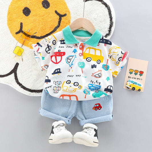Car Denim Short Set