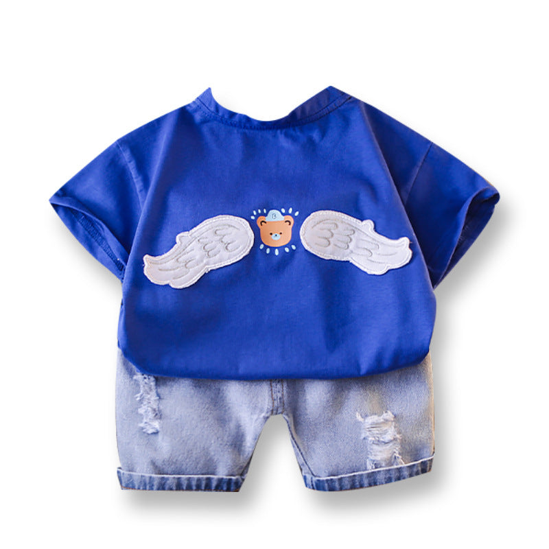 Angel Bear Denim Shorts Set
