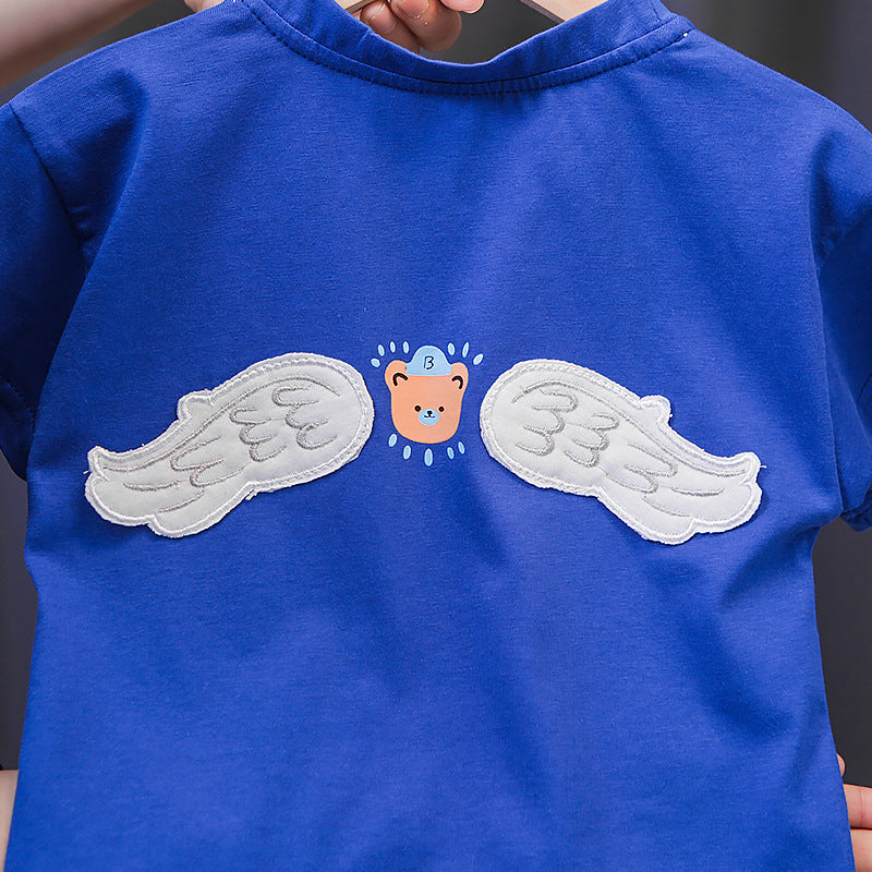 Angel Bear Denim Shorts Set