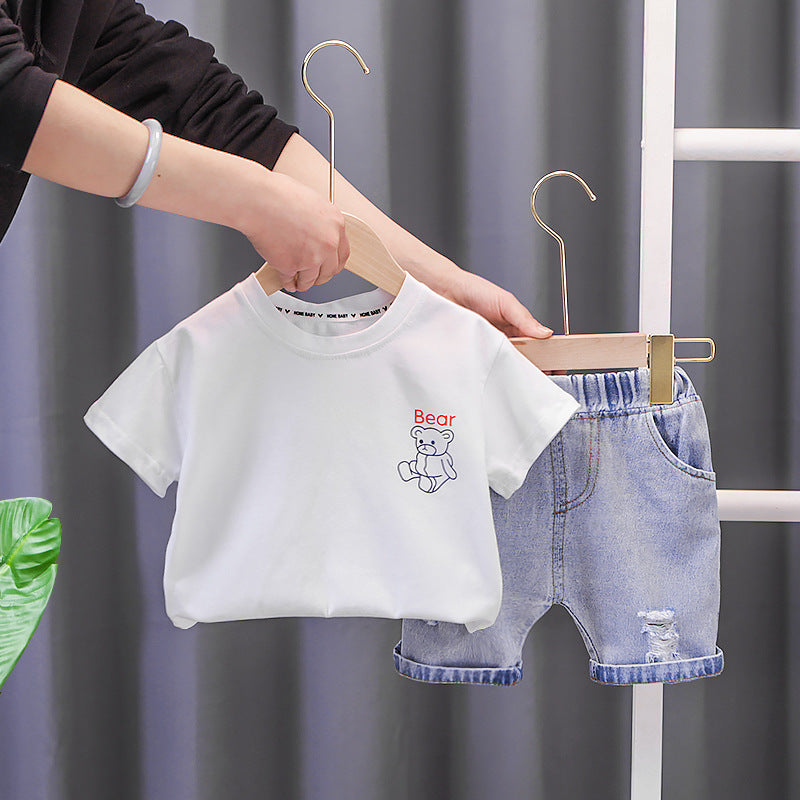 Angel Bear Denim Shorts Set