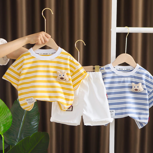 Stripped Tshirt Shorts Set