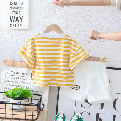 Stripped Tshirt Shorts Set