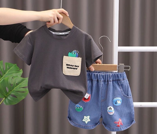 Relax Day Denim Shorts Set