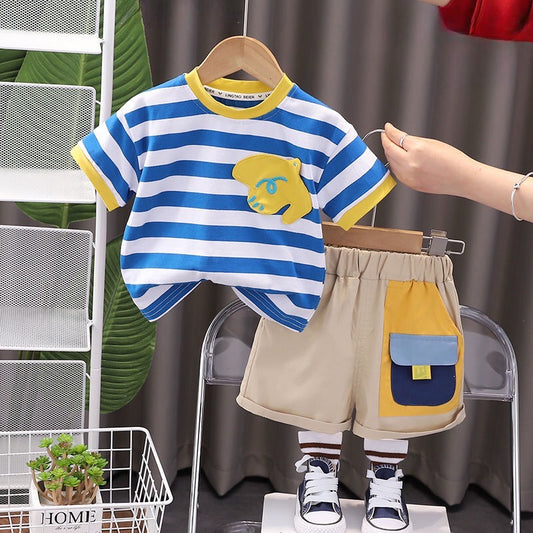 Stripped T-Shirt Shorts Set