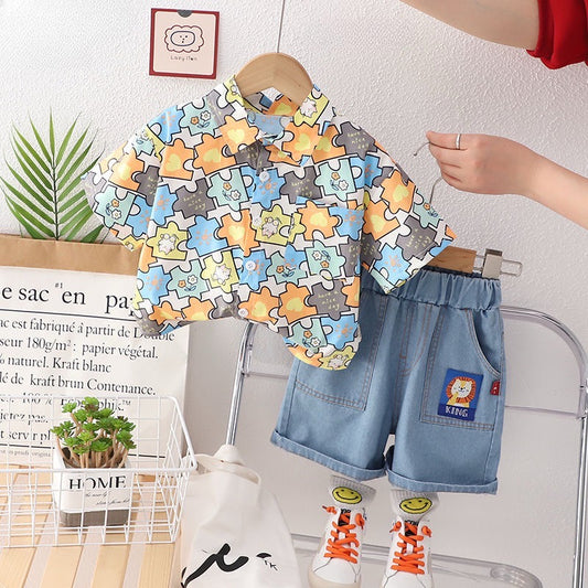 Jigsaw Denim Shorts Set