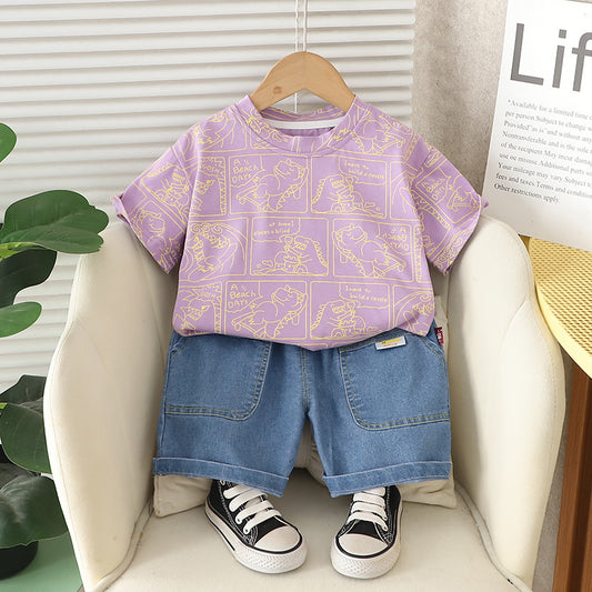 Dinosaur Denim Short Set