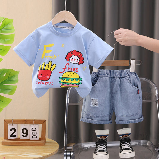 French Fries Denim Shorts Set