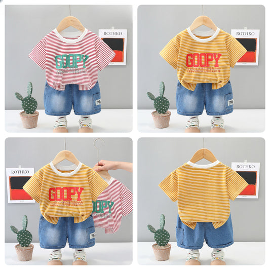 Stripped T-Shirt Shorts Set