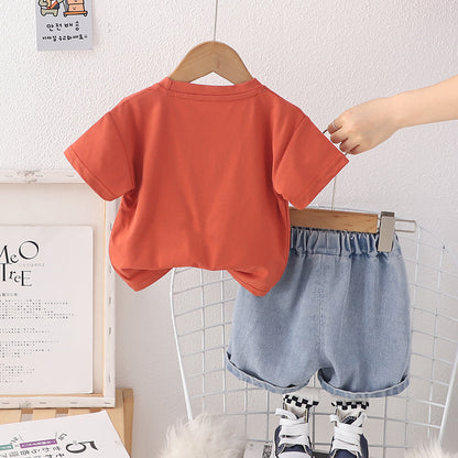 Tshirt Denim Shorts Set