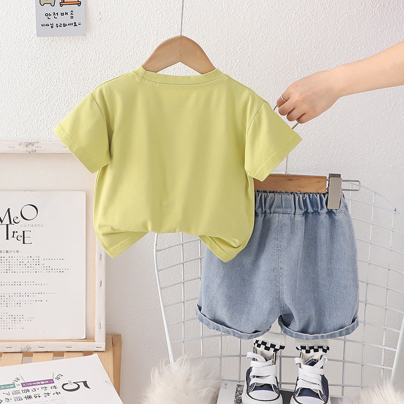 Tshirt Denim Shorts Set