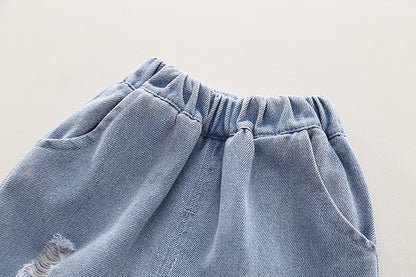 Shoes Denim Shorts Set