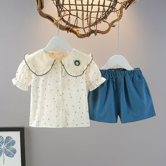 Ruffled Collared Matching Shorts