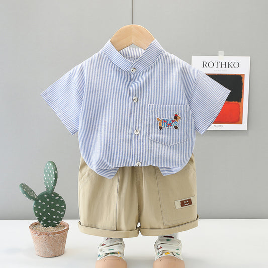 Stripped T-Shirt Shorts Set