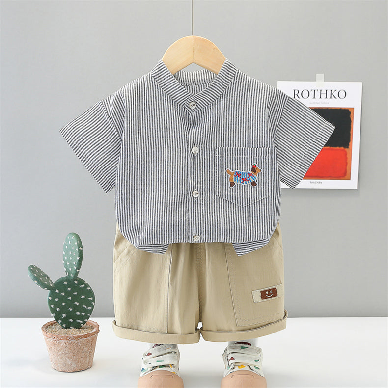 Stripped T-Shirt Shorts Set