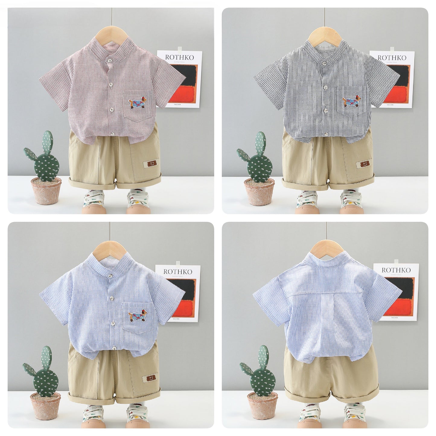 Stripped T-Shirt Shorts Set