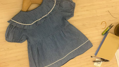 V Collared Denim Dress