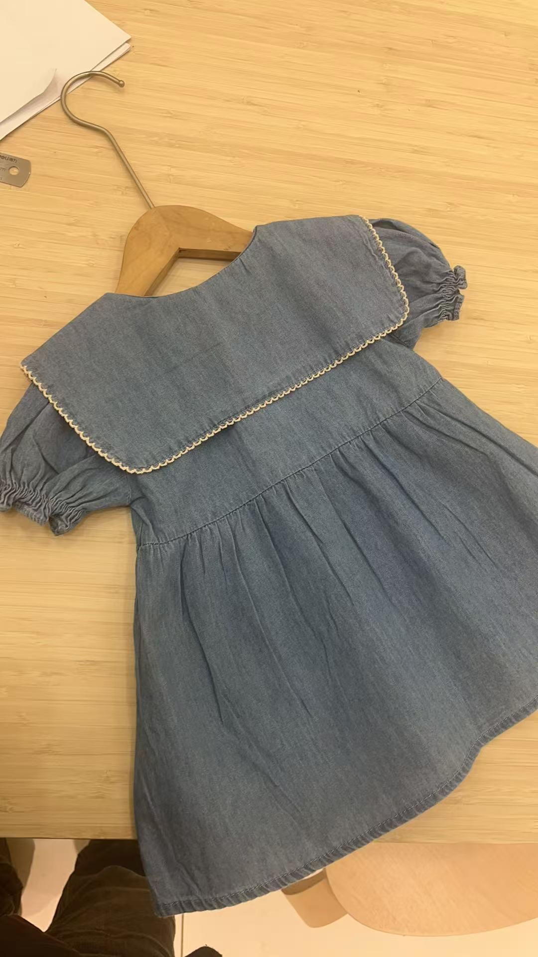 Wide Collared Denim Dress