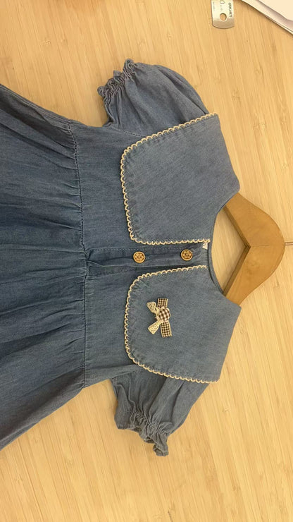 Wide Collared Denim Dress