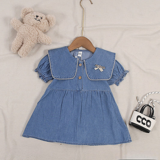 Wide Collared Denim Dress