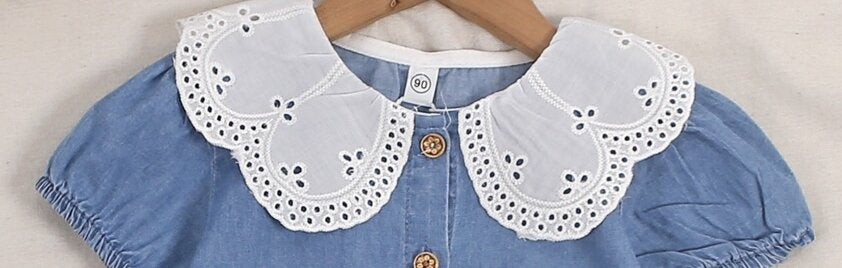 Eyelet Collared Denim Dress