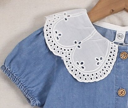 Eyelet Collared Denim Dress
